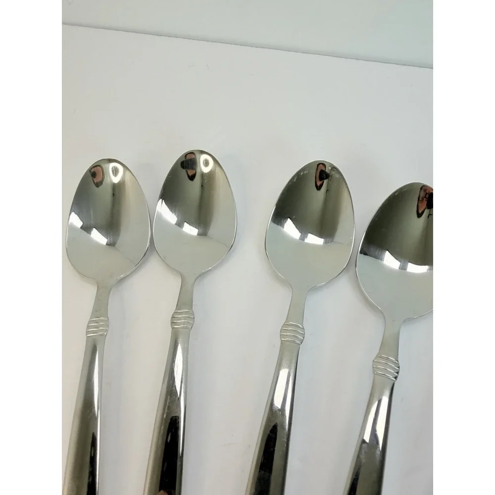 Wallace NAPOLI GLOSSY 18/10 Stainless Flatware Iced Tea Spoons Lot Of 5